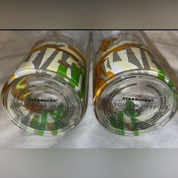 Set of 2 Starbucks ARIZONA YAH Drinking Glass Bottles You Are Here New - Picture 2 of 7